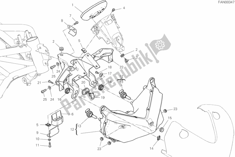All parts for the Headlight of the Ducati Supersport USA 937 2019